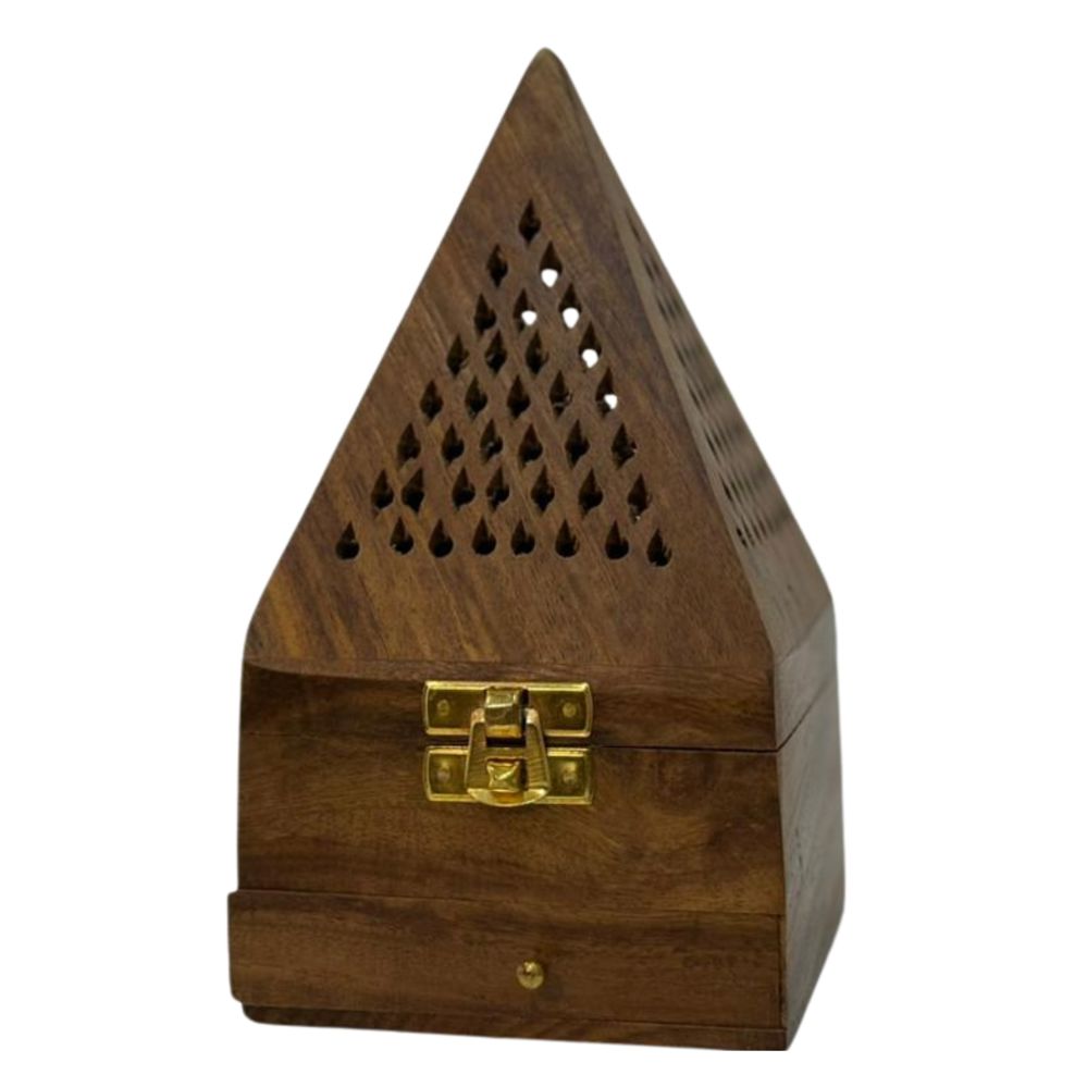 Wooden Bakhoor (6" X4.5 ") Incense Burner, Pyramid shape | Fragrance home decor