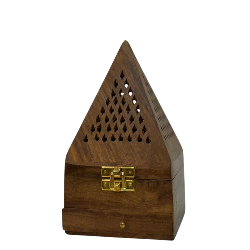 Wooden Bakhoor (6" X3.5 ") Incense Burner, Pyramid shape | Fragrance home decor